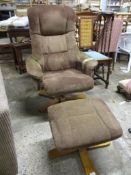 MODERN SWIVEL EASY CHAIR AND MATCHING FOOT STOOL