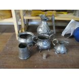 PLATED POT AND SUGAR BOWL AND MILK JUG ETC