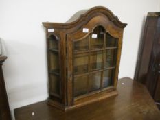 OAK GLAZED FRONT AND SIDED WALL CABINET, 69CM WIDE