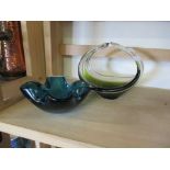 ART GLASS ASHTRAY AND A VASE