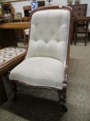 VICTORIAN MAHOGANY BUTTON BACK NURSING CHAIR