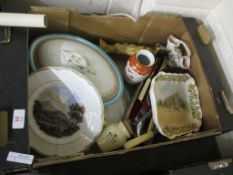 CERAMIC WARES INCLUDING A JAPANESE SATSUMA STYLE VASE AND A ROYAL DOULTON DISH FROM THE OLD