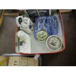 CERAMIC ITEMS INCLUDING TWO POT LIDS, ONE WITH LONDON, MIDLAND AND SCOTTISH RAILWAY COMPANY