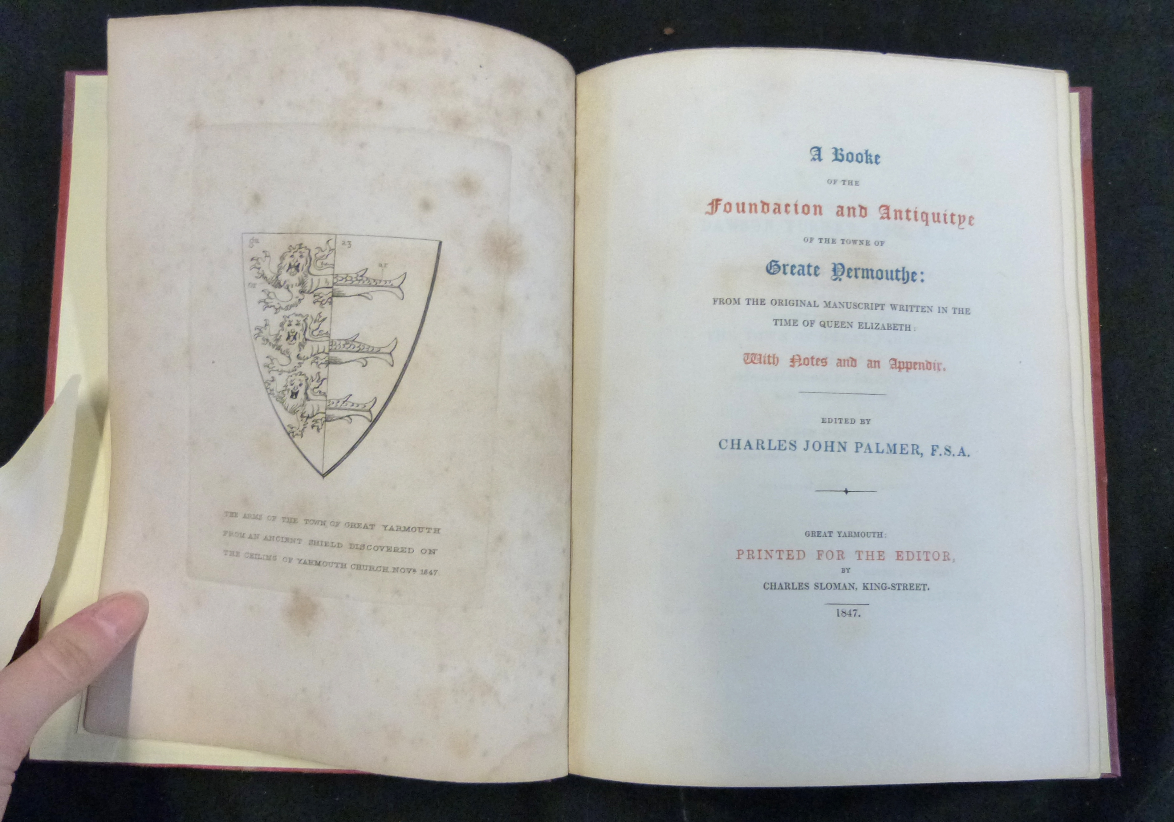 CHARLES JOHN PALMER (ED): A BOOKE OF THE FOUNDATION AND ANTIQUITYE OF THE TOWNE OF GREATE - Image 2 of 3