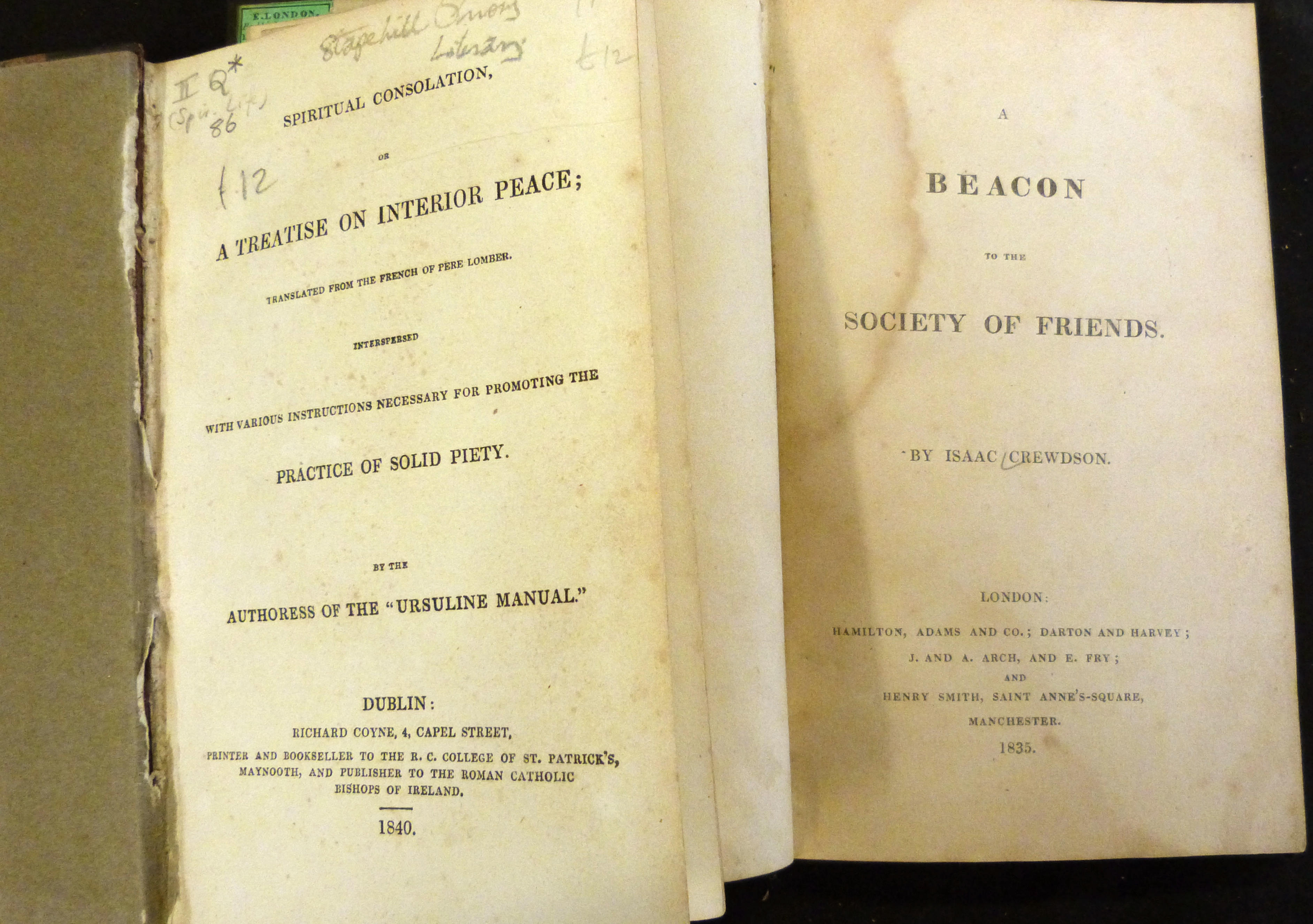 ISAAC CREWDSON: A BEACON TO THE SOCIETY OF FRIENDS, London, Hamilton Adams & Co, 1835, 1st