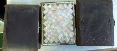 Three Victorian carte de visite albums, all empty, one with mother of pearl decoration (3)