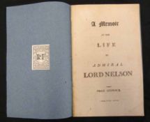 ANON: A MEMOIR OF THE LIFE OF ADMIRAL LORD NELSON, Norwich, J Payne [1801?], the 20 page version