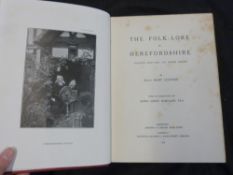 ELLA MARY LEATHER: THE FOLK-LORE OF HEREFORDSHIRE, Hereford, Jakeman & Carver, 1912, 1st edition,
