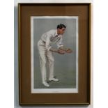 Four Vanity Fair coloured litho cricketing prints "A Century Maker", "The Croucher", "Sammy" and "