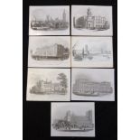 Packet: 6 "porcelain" coated engraved views of London, circa 1850s, 115 x 150mm (6)