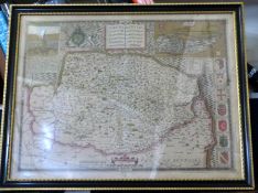 JOHN SPEED: NORFOLK..., engraved hand coloured map [1627], English text verso, approx 380 x 510mm,