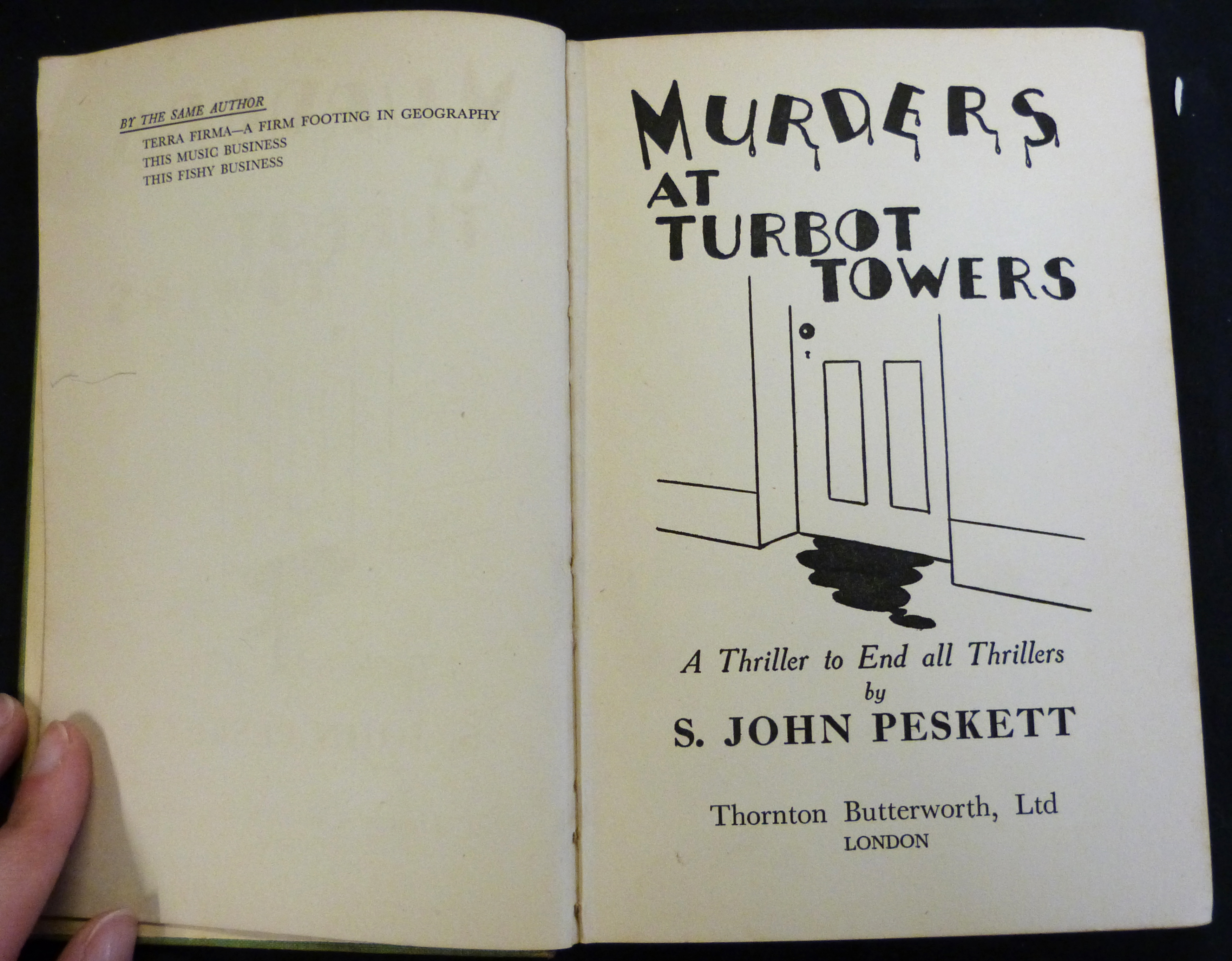 S JOHN PESKETT: MURDERS AT TURBOT TOWERS, London, Thornton Butterworth, 1937, 1st edition,