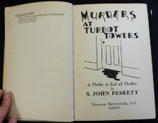 S JOHN PESKETT: MURDERS AT TURBOT TOWERS, London, Thornton Butterworth, 1937, 1st edition,