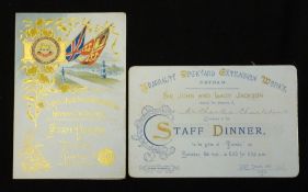 Devonport dockyard extension works 1900, staff dinner ticket together with menu card (2)