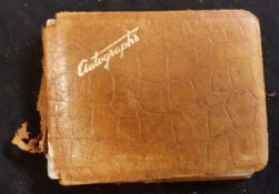 Small battered autograph album with 1950s/60s mainly music autographs including Jerry Lee Lewis,