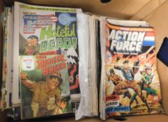 Box: assorted comics including STRIP 1997 copy, TOXIC, 1991, 18 copies, VICTOR, 1988-89, 13