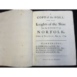 A COPY OF THE POLL FOR THE KNIGHTS OF THE SHIRE FOR THE COUNTY OF NORFOLK TAKEN AT NORWICH MAY 22