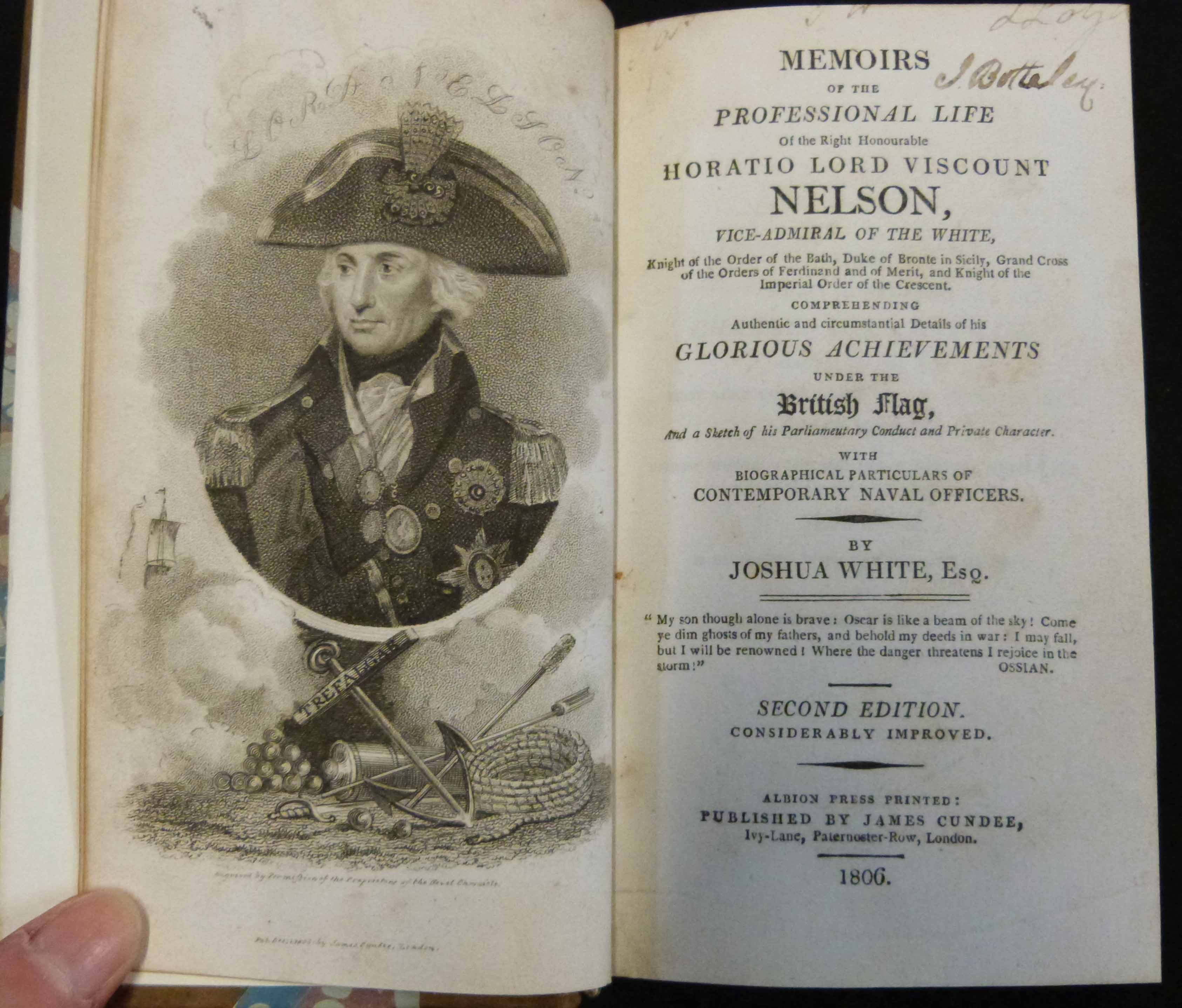 JOSHUA WHITE: MEMOIRS OF THE PROFESSIONAL LIFE OF THE RT HON HORATIO LORD VISCOUNT NELSON...,