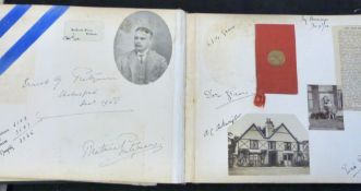 Old album mainly family photos, signatures, ephemera etc, early 20th century, oblong, 4to, old