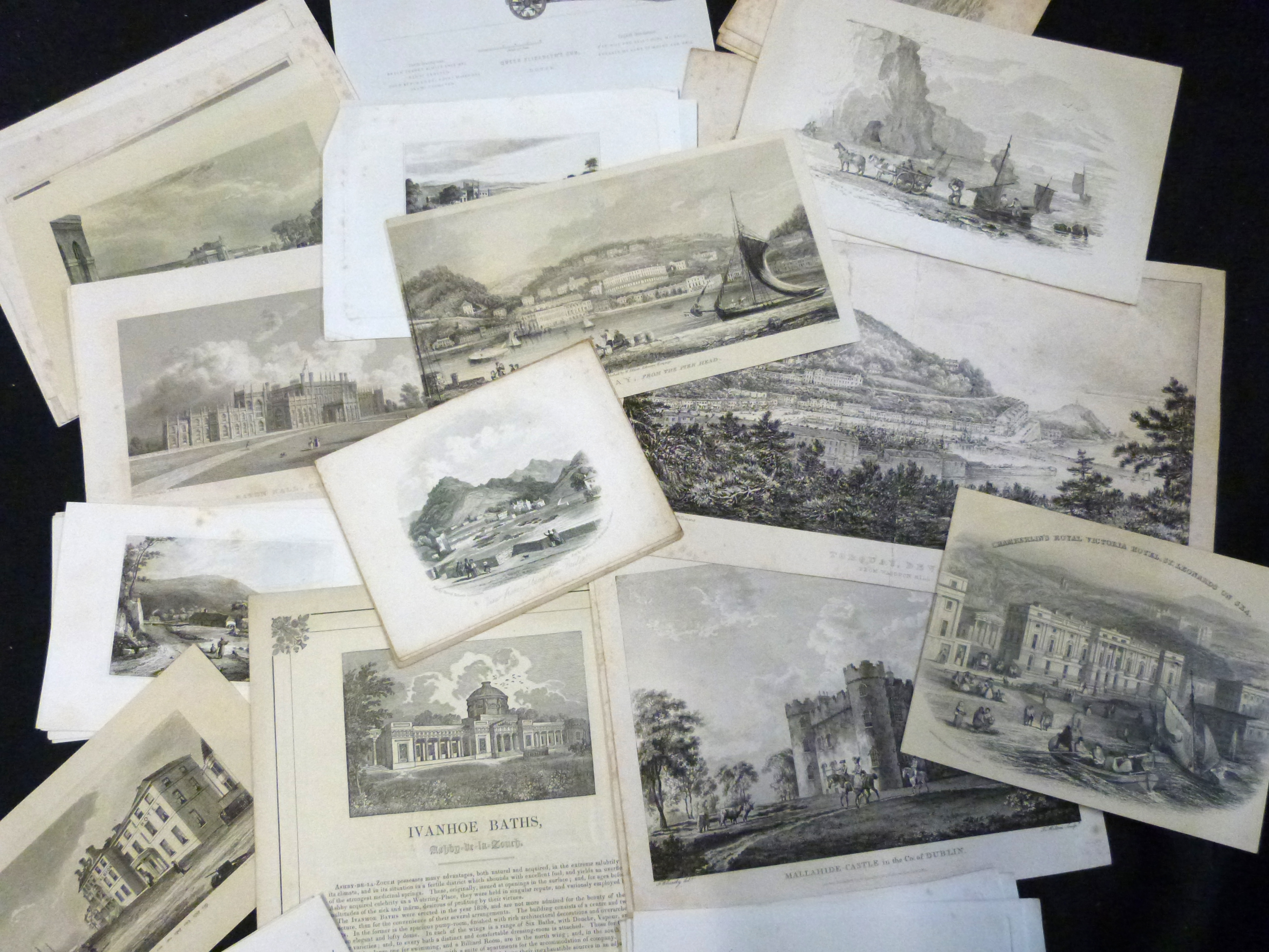 Packet: good quantity Victorian engraved vignette letter sheets and notepaper + assorted prints