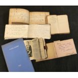 Packet: six assorted autograph books and diaries, small one dated 1860 with a few drawings, 1937