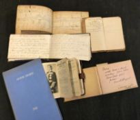 Packet: six assorted autograph books and diaries, small one dated 1860 with a few drawings, 1937