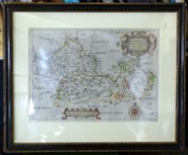 SAXTON/HOLE: COMITATUS BERCHERIAE..., (Berkshire), engraved hand coloured map, circa 1630, approx