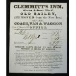 1833 Old Bailey London coaching inn receipt for 14 packages