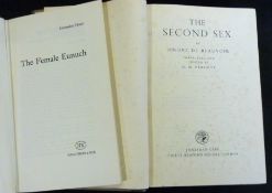 SIMONE DE BEAUVOIR: THE SECOND SEX, trans/ed H M Parshley, London, Jonathan Cape, 1953, 1st edition,