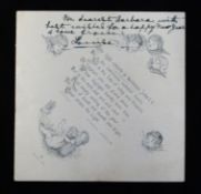 Chromolitho New Years card signed and inscribed by Princess Louise, daughter of Edward VII, 118 x