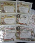 Packet: 12 pictorial Norfolk School attendance certificates 1914-18 + 2 others (14)