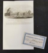 Packet: 1862 International Exhibition South Kensington season ticket and illustrated notepaper (2)