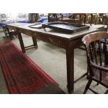 LARGE HARDWOOD RECTANGULAR WORK TABLE, 244CM WIDE