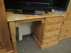 MODERN SINGLE PEDESTAL PINE DESK, 107CM WIDE