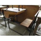 VINTAGE LIGHT WOOD SCHOOL DESK, 56CM WIDE