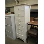 WHITE PAINTED SEVEN DRAWER STORAGE CHEST, 46.5CM WIDE