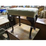 MAHOGANY DRESSING TABLE STOOL WITH WOOL UPHOLSTERED SEAT, 48.5CM WIDE