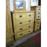 LIGHT OAK CHEST OF TWO SHORT AND THREE FULL WIDTH DRAWERS, 1M WIDE