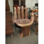 UNUSUAL SIDE CHAIR, THE SEAT IN THE FORM OF AN OPEN HAND, 56CM WIDE