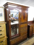 EDWARDIAN MAHOGANY MIRROR DOOR WARDROBE, 133CM WIDE