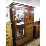 EDWARDIAN MAHOGANY MIRROR DOOR WARDROBE, 133CM WIDE