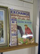 TWO VINTAGE ADVERTISING POSTERS “EXCHANGE DEREHAM” AND “I RELY ON CHERRY BLOSSOM”