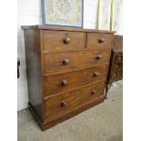 19TH CENTURY MAHOGANY FIVE DRAWER CHEST, 107CM WIDE