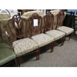 SET OF FOUR HEPPLEWHITE STYLE MAHOGANY DINING CHAIRS