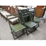 SET OF SIX GREEN STAINED MODERN FOLDING GARDEN CHAIRS