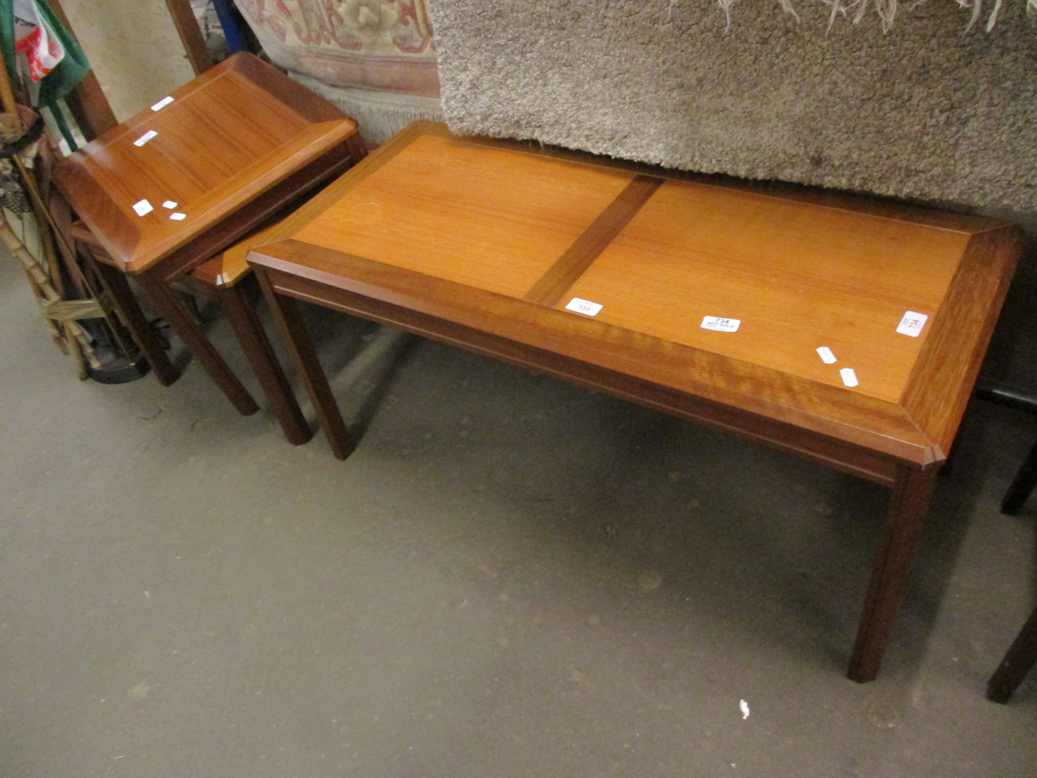 PAIR OF TWO-TIER MODERN OCCASIONAL TABLES, 41CM WIDE