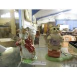 BORDER FINE ARTS MODEL OF MISS MOPPET AND MOUSE, TOGETHER WITH A BESWICK BEATRIX POTTER MODEL OF