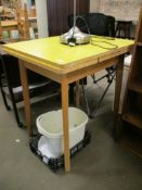 YELLOW TOP DRAW LEAF KITCHEN TABLE, 70CM LONG