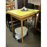 YELLOW TOP DRAW LEAF KITCHEN TABLE, 70CM LONG