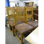 SET OF FOUR LIGHT OAK BAR BACK KITCHEN CHAIRS